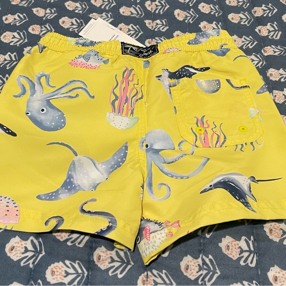 Janie and Jack Yellow Octopus Swim Trunks